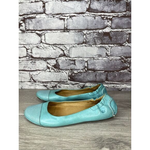 Peter Millar Blue Leather Snake Cap Toe Ballet Flats Shoes Women Sz 6.5M US/37EU - Picture 1 of 16